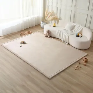 Wolkenweiche Spielmatte Baby 280x200x2,5cm, beige – Kinderzimmer Teppich mit hochwertigem Memory-Schaum – Krabbelmatte Baby mit rutschfester Unterseite – Krabbeldecke Baby, Kinderteppich, Tatami Matte