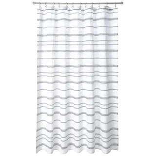 Lush Decor, Duschvorhang, Jacquard, gestreift, 183 x 183 cm, Weiß/Grau
