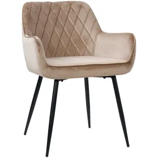 Carryhome Armlehnstuhl , Schwarz, Beige , Metall, Textil , Rundrohr , 56x79x58 cm , Bsci , inklusive Armlehnen , Esszimmer, Stühle, Polsterstühle