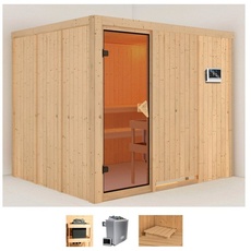 Bild Sauna »Gitte«, (Set), 9-kW-Ofen mit externer Steuerung beige