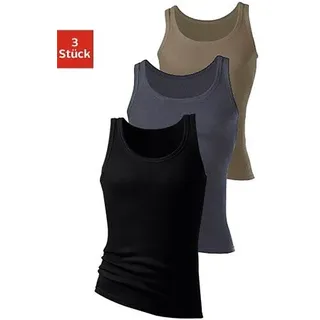 Tanktop H.I.S "Feinripp", Damen, Gr. 9 (XXXL), grün (olivgrün, schwarz, anthrazit), Feinripp, Obermaterial: 100% Baumwolle, unifarben, Basic, figurbetont, tiefer Rundhals, eingefasste Kante, Tops Tanktop, aus weicher Baumwollqualität, Topseller