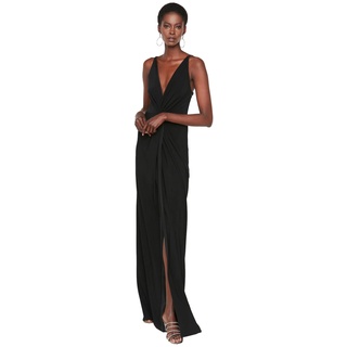 TRENDYOL Damen Women Bridesmaid Knit Evening Dress Prom/Brautjungfer Maxi Mermaid Regular Fit Strick Abendkleid, Schwarz, 34