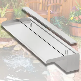 LONGRUNNEW Teich Wasserfallklingen Set, 60cm Edelstahl Poolfontäne mit Zubehör, Breite 20cm Auslauf Wasserspiel Wasserfallkaskade für Garten Patio Teichdekoration