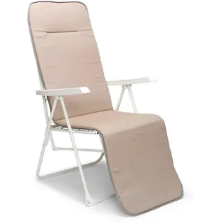 Sonnenliege , Weiß, Beige , Metall, Textil , 58x108x75 cm , FSC Mix, Europäischer Sicherheitsstandard , UV-beständig, Rückenlehne verstellbar , Gartenmöbel, Balkonmöbel, Balkonliegen