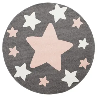 Paco Home Kinderteppich 200/200 cm Capri 330 , Grau , Kunststoff , Rund , 200x200 cm , strapazierfähig, für Fußbodenheizung geeignet , Teppiche und Böden, Teppiche, Kinderteppiche