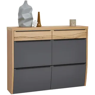 Dieter Knoll Schuhkipper , Grau, Eichefarben , Metall , furniert, massiv , 2 Fächer , 2 Schubladen , 121x95x31 cm , Made in Germany , erweiterbar, Typenauswahl, Beimöbel erhältlich, hängend , Holzmöbel, Garderobe Holz, Schuhkipper Holz