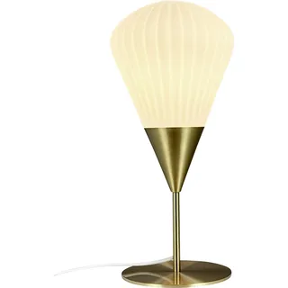 Tischlampe, Tischleuchte, Nachttischlampe, Schreibtischlampe, LED Leselampe, Ballon Opal/Messing - Weiß, Gold