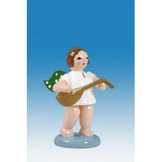 Engelmusikant Engel mit Laute mit Krone Höhe ca 6 cm NEU Holzengel Erzgebirge