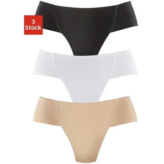 Formstring PETITE FLEUR, Damen, Gr. 32/34, beige (beige, schwarz, weiß), Jersey, Obermaterial: 90% Baumwolle, 10% Elasthan (LYCRA SPORT). Meshfutter: 90% Polyamid, 10% Elasthan, unifarben, körpernah, Unterhosen Formstring, Bodyforming Slip aus elastischer Baumwolle, Topseller