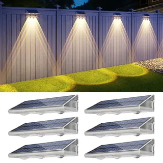 YiLaie Solar Wandleuchte Aussen, Solarleuchten für Außen IP67 Wasserdichte,3 Farben Heller Solar Zaunleuchten für Außen,LED Solarleuchten für Aussen für Garten Balkon Terrasse Treppen 6er