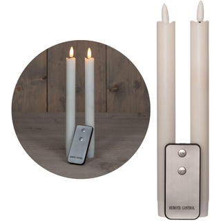 Novaliv Stabkerzen LED mit Timer Weiss 2er Indoor mit 6 Stunden Timer - ECHTWACHS 23cm Höhe für Kerzen 2,2cm Durchmesser 2 AAA Batterien notwendig LED Stabkerzen flackernde Flamme bewegliche Flamme