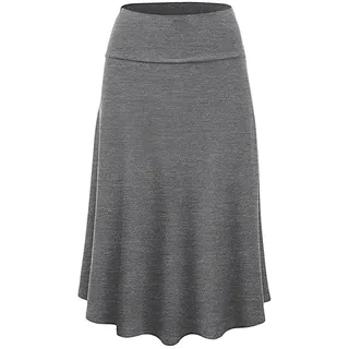 Graceyo Damen Rock Lange Elastischer Strertchy Maxi Rock Einfarbig Täglich Midirock A Linie Faltenrock Elegant Röcke Freizeitrock Damen Hohe Taille Retro Swing Rock Casual Skirt