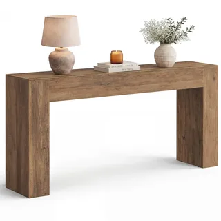 VASAGLE Konsolentisch aus Spanplatte, schmaler Flurtisch in U-Form, 160 x 30 x 80 cm, Honigbraun, für Eingangsbereich und Wohnzimmer, Koni Kollektion LNT147KB01