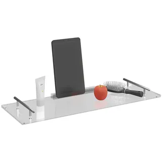 Relaxdays Badewannenablage , Transparent , Kunststoff, Metall , Rechteckig , 68x4x23 cm , Badezimmer, Baden & Duschen, Duschregale & Duschablagen