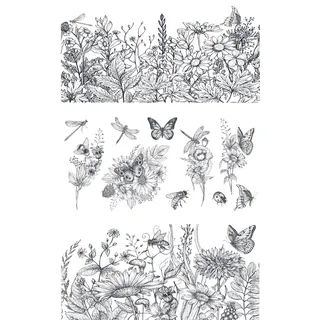 Thymeless Designs (Midnight Meadow) zum Aufreiben für Basteln und Möbel, 3 Designbögen, 15,2 x 30,5 cm, Heimdekor-Transfers, Möbel- und Bastelaufkleber, Motiv "Midnight Meadow"