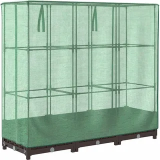 vidaXL Hochbeet mit Gewächshaus-Aufsatz Rattan-Optik 120x40x123 cm - Braun