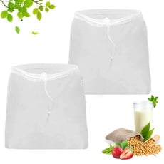 Nylon-Siebbeutel 2 Pcs Nussmilchbeutel Waschbar Kordelzug Siebbeutel für Nuss Milch Hafer Milch Obst Gemüse Saft (30 * 45cm)