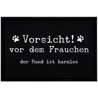 OM3 OM3® lustige Fußmatte Spruch - Vorsicht vor dem Frauchen der Hund ist harmlos - Geschenk für Hundebesitzerin - rutschfest & waschbar - 60x40cm