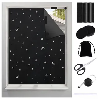 Scettar verdunklungsstoff Sets, verdunkelungsrollo ohne Bohren,Tragbare dachfenster verdunkelung Stoff,Fenster verdunkelung Sonnenschutzvorhänge mit Wärmedämmschicht (200x145-B)