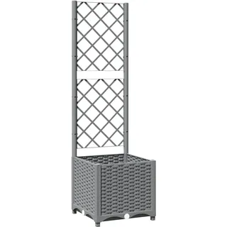 vidaXL Pflanzkübel mit Rankgitter Hellgrau 40x40x136 cm PP