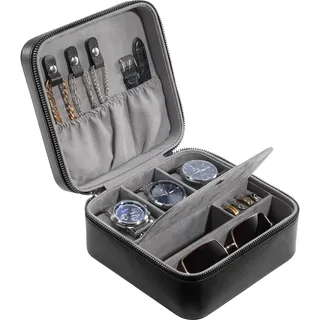 ProCase 3 Slot Uhren Reiseetui Reise Uhrenbox Travel Watch Case | PU-Leder Uhrenkoffer, Travel Watch Box Herren Schmuckbox mit getrennten Fächern für vielseitige Aufbewahrung