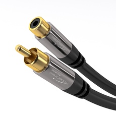 KabelDirekt – Cinch-Verlängerungskabel – 3 m – besonders bruchfestes Hybid-Kabel für brillante Tonqualität (Subwoofer/Audio-Kabel, RCA-Stecker zu Buchse, ideal für Verstärker/HiFi, analog & digital)