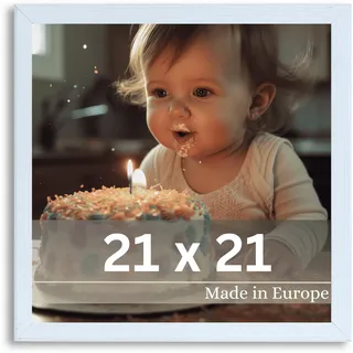 VictoR Bilderrahmen Klee 21x21 cm in Weiß - moderner schlichter Fotorahmen Quadratisch Holz - Bilderrahmen Weiß 21x21