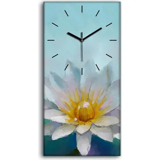 Dekor Leinwand Uhr Wandbilder Geräuschlos 30x60 Blume Lotus Malerei - schwarze Hände - Blau