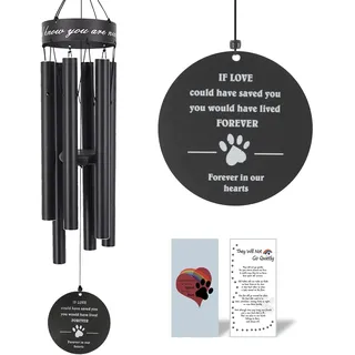 Haustier-Gedenk-Windspiel, 76,2 cm, Pfotenabdruck, Haustier-Erinnerungsgeschenk, um einen Hund, eine Katze oder EIN anderes Haustier, Premium-Metall-Windspiel, Schwarz