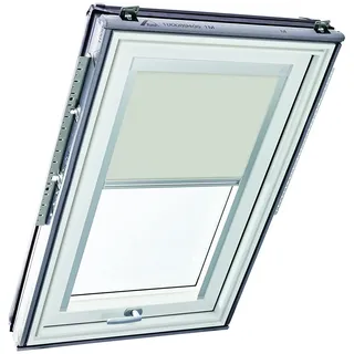 Original Roto Rollo Exclusiv ZRE für Roto Dachfenster - Führungsschiene Silber - Tageslichtrollo Baureihe Designo R6/R8, i8 und Classic 64/84 - Größe 114/118 | 11/11 - Stofffarbe Hellgrau