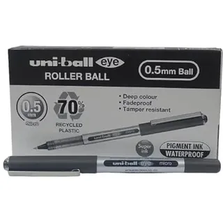 Uni-Ball eye micro UB-150E Tintenroller silber 0,2 mm, Schreibfarbe: schwarz, 12 St.