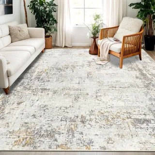 Capslpad Beige Abstraktes Teppich Wohnzimmer 240x340cm rutschfest Kurzflor Kunstwolle Schlafzimmer Teppich Waschbar Minimalistisch Bettvorleger Teppiche für Wohnzimmer Schlafzimmer Büro Bereich Dekor