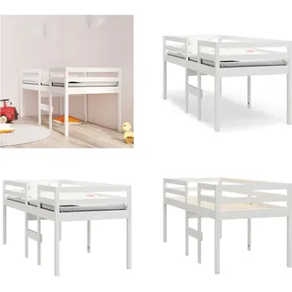 vidaXL Hochbett Weiß 80x200 cm Massivholz Kiefer - Hochbett - Hochbetten - Schlafzimmermöbel - Bettgestell - Weiß