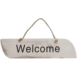 MCW Wandschild WILKOMMEN Shabby-Look Reinweiß