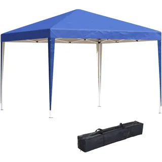 Outsunny Pavillon ca. 3x3m, wasserabweisend Stabil Winterfest Pop-up Faltpavillon, UV Schutz, Faltbar Partyzelt Gartenzelt mit Tasche, Gartenpavillon für Camping Garten, Blau - Blau