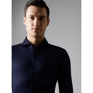 Langarmhemd DESOTO "Jerseyhemd Essential Hai langarm", Herren, Gr. 48, N-Gr, solid schwarz navy, Jersey, Obermaterial: 100% Baumwolle, körpernah, 1-Knopf-Manschette, Hemden Langarmhemd, Flexibler Stretch