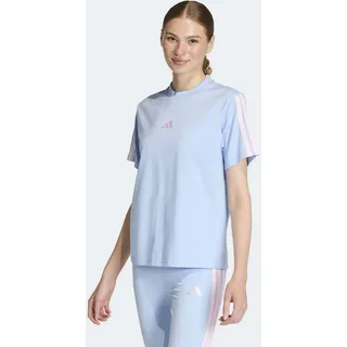 T-Shirt ADIDAS SPORTSWEAR "W 3S SJ T B", Damen, Gr. L, glow blau, clear pink, Obermaterial: 100% Baumwolle, normal, Rundhals, Shirts T-Shirt, klassische 3-Streifen an den Ärmeln, ohne Verschluss