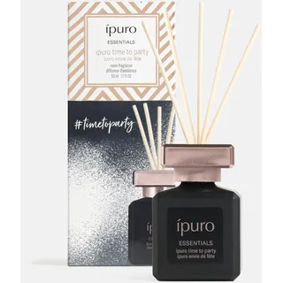 ipuro Essentials TIME TO PARTY Raumduft mit Stäbchen 50 ml - Raumerfrischer mit Grapefruit, Passionsfrucht, Birne, Mango & Himbeere Duft Aroma - Diffuser mit Stäbchen - Lufterfrischer für die Wohnung