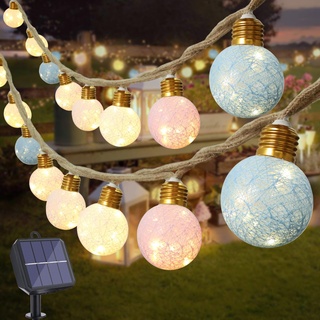 Qedertek Solar Lichterkette Aussen Wetterfest, 6M Solar Lichterkette Außen Warmweiß mit 16 Cotton Ball, LED Seil Solarlichterkette für Garten, Balkon, Hochzeit, Party, Kinderzimmer, Innen Osterdeko