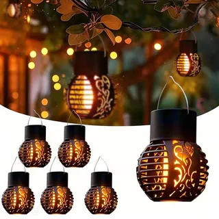 6 Stück Kleine Solarlampen für Außen Garten Hängend Zum Hängen mit Clips, Solar Hängeleuchte Outdoor, Solarbirnen für Außen Hängend, Solarleuchte Hängend, Gartenleuchten Solar Hängelampe