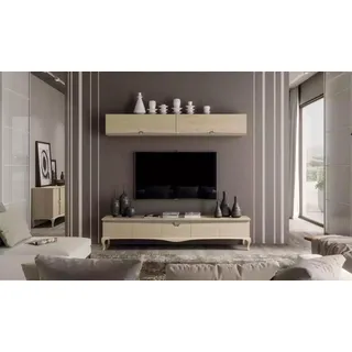 tv Ständer Wandregal Holztisch Wandregal Beige Klassisch Design Neu - Beige