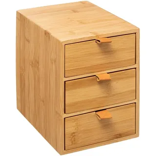 5five - box mit 3 schubladen bambus lederriemen