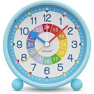 Wecker, Kinderwecker Digital Ohne Ticken, Lautloser Lernwecker Lernuhr Kinderuhr Kompak Analog Wecker für Jungen und Mädchen - Reisewecker mit Nachtlicht, Snooze und Batteriebetrieben (Blau)