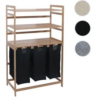 Bambus Wäschesammler HWC-P78, Wäschesortierer Wäschekorb Regal Wäscheorganizer, 3 Ablagen FSC® 125x8