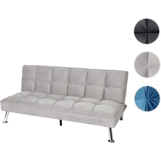 Mendler Sofa HWC-K21, Klappsofa Couch Schlafsofa, Nosagfederung Schlaffunktion Liegefläche 181x107cm ~ Samt, grau