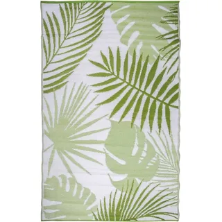 Esschert Design Gartenteppich Blätter 150x240cm, Draußen, Teppich, Grün, Weiß, Abbildung, Blumig, Rechteck - Grün, Weiß