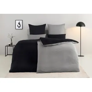 OTTO home Desner2 unifarben Mikrofaser Schwarz/Hellgrau 135 x 200 cm + 40 x 80 cm