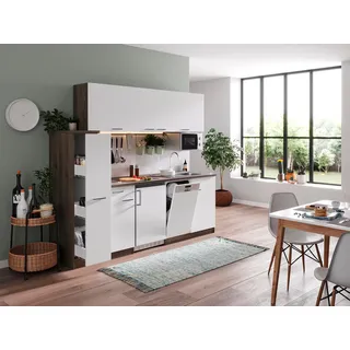 Respekta Küchenzeile KB225EYWMIC 225 cm Weiß-Eiche York Nachbildung