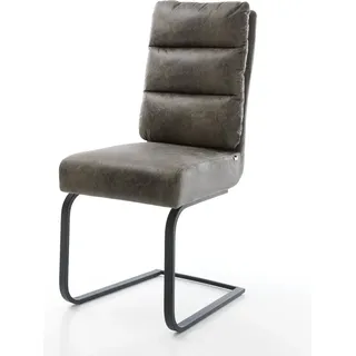 DELIFE Freischwinger Pela-Flex Mikrofaser Grau Antik Freischwinger flach Schwarz Taschenfederkern - Grau, Schwarz