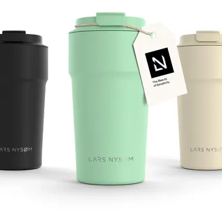 LARS NYSØM Thermo Kaffeebecher to go 500ml | Travel Mug 0,5 Liter mit Isolierung | Auslaufsicherer Edelstahl Thermobecher für Kaffee und Tee unterwegs | Teebecher (Mint Green, 500ml)